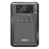 ETON Mini Shortwave Radio: AM/FM/SW, Mineral Gray, LCD, Digital, Key Lock Function, Leather Case (MPN NELITEMINI)