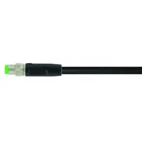Cordset: M8 Male Straight X Bare Wire, 4 Pins, Black, PVC, 3 m Cable Lg, 24 AWG Wire Size (MPN 7000-08011-6110300)