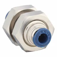 AIGNEP USA Push-Fit Union Fitting: 1/8 in OD x 1/8 in OD Size, Brass, 1 1/32 in Overall Lg, 5 PK (MPN 88050-02)