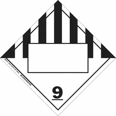 BRADY Container Placard: 9, 10 3/4 in x 10 3/4 in, 10 3/4 in Label Ht - Class 9: Miscellaneous Hazardous Materials