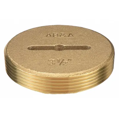 AB&A Cover: 3 1/2 in Overall Dia, 3 1/2 in Overall Ht, Brass, Brass, Brass - Cleanout Plugs