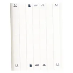 Acrylic label sheet with 1,000 precut labels, each measuring 1 7/16 in x 1 in. Acrylic adhesive material provides bonding for industrial labeling applications such as asset tagging, cable marking, and general identification.