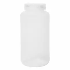 Polypropylene Wide Mouth Round Lab Bottle, 1 L (32 fl oz), Colorless, 63-415 mm Closure Included