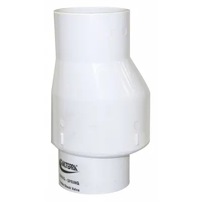 VALTERRA Check Valve: Swing, Inline Valve Body, 3 in Pipe Size, Socket x Socket - PVC Inline Spring-Loaded Swing Check Valves