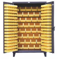 STRONG HOLD Bin Cabinet: 48 in x 24 in 78 in, 0 Shelves, 184 Bins, Yellow, Flush, 12 ga Panel, Gray (MPN 46-BB-240)