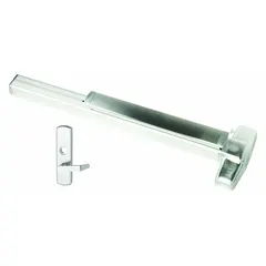 This VON DUPRIN mortise exit device features a touchbar style and is designed for doors up to 3 ft wide. Constructed of aluminum with a lever outside trim, it is ADA compliant. Suitable for commercial egress applications requiring code-compliant push-bar operation.