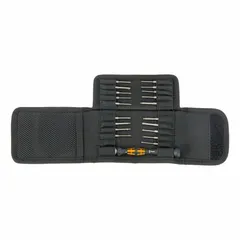 ESD-safe precision multi-bit screwdriver kit with 20 pieces, including 19 alloy steel bits and 11 to 20 tips. Designed for delicate work on electronics, circuit boards, terminals, and small fasteners in industrial and lab environments. Features an ergonomic handle and includes Phillips bits in sizes #0, #00, and #1.