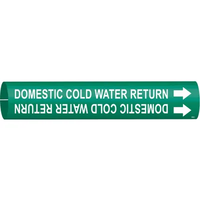 BRADY Domestic Cold Water Return Snap-On Pipe Marker - Domestic Cold Water Return Snap-On Pipe Markers