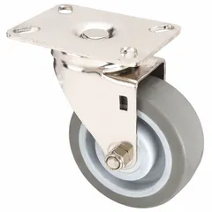 Debris-Resistant NSF-Listed Sanitary Plate Caster, Swivel, No Brake, Rubber, 5 in Dia., 1 1/2 in Wd