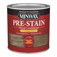 This interior, oil-based, clear wood conditioner prepares raw wood surfaces for staining. It helps control stain absorption to promote a more uniform finish on softwoods such as pine, fir, and spruce. Supplied in a 0.5 pt container