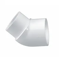 Pipe Elbow: 45° Elbow, Schedule 40, PVC, 2 in x 2 in Size, Socket x Spigot, Female x Male, White (MPN 423020BC)