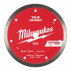 This 7-inch diamond blade is designed for cutting tile, marble, and granite using an angle grinder. It supports both wet and dry operation, suitable for masonry, countertop fabrication, and flooring installation. The blade features a 5/8-inch arbor size.