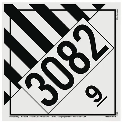 JJ KELLER Container Placard: Miscellaneous UN 3082, 10 3/4 in x 10 3/4 in - Class 9: Miscellaneous Hazardous Materials