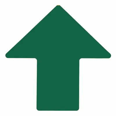 BRADY Floor Marking Tape: Arrow, Solid, Green, No Legend, 4 in x 10 in, 8 mil Tape Thick - Arrow-Shaped Floor Marking Tape