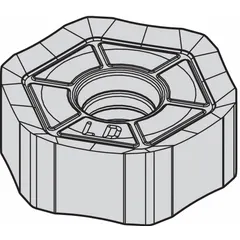 WIDIA hexagon indexable milling inserts with negative rake geometry and chipbreaker for reduced cutting forces. Designed for high-feed face and shoulder milling operations in steel, stainless steel, and cast iron. Six cutting edges provide cost-effective machining in general engineering applications.