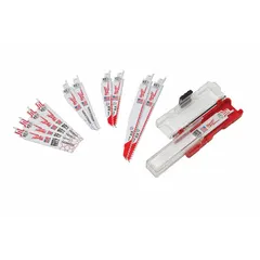 This demolition blade set includes 6-inch and 9-inch blades with a 0.05-inch thickness. Designed for rigid, straight cuts in heavy-duty demolition work, the blades feature 5 teeth per inch for cutting through wood, metal, and construction materials.