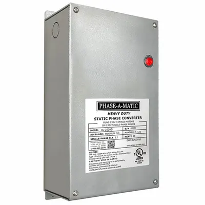 PHASE-A-MATIC Phase Converter: Static, Single, Three, 208 to 230V AC - Phase Converters