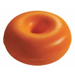 Orange pallet cushion with 5 1/2 in diameter, rated for loads from 125 lb to 225 lb. Features a 5/16-18 thread size with 1.41 mm thread pitch. Used to protect loads during transport and storage by absorbing shock and vibration.