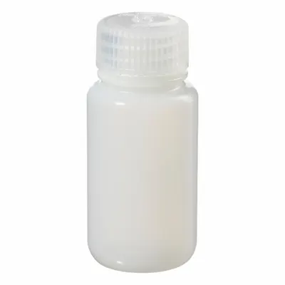 NALGENE Laboratory Bottle: LDPE, 60 mL, 2 fl oz, Closure Included, Natural, 28 mm - LDPE Wide Mouth Round Lab Bottles