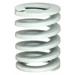 Cylindrical die spring from the ISO-D series, made of silicon wire with closed and ground ends. Each spring measures 1 47/64 inches in length. Supplied in a pack of 10. Used in stamping dies, metal forming, and press tooling to provide controlled force and return action.