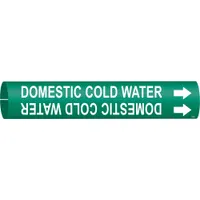 Pipe Marker: Domestic Cold Water, Green, White, Fits 1 1/2 to 2 3/8 in Pipe O.D., 1 Pipe Markers (MPN 4048-B)
