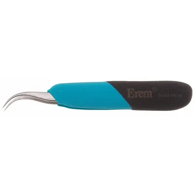 EREM Ergonomic Precision Tweezers: Stainless Steel, Point, Curved Tip - ESD-Safe Tweezers