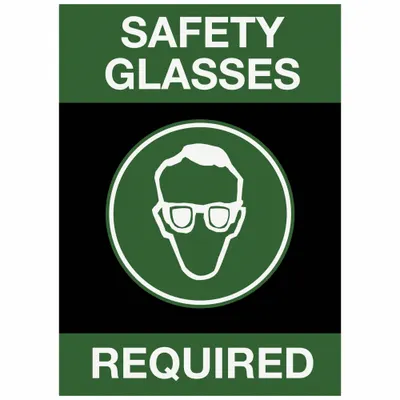 NOTRAX Entrance Mat: Safety Glasses Required, 3 ft x 5 ft, 3/8 in Thick, Nylon