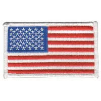 HEROS PRIDE Embroidered Patch: U.S. Flag, 3 3/8 in x 2 in, Red/White, Plastic, Sew-On, Flag (MPN 0005HP)