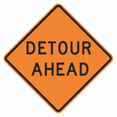 LYLE W20-2D-30HA Detour Sign, 30 in x 30 in, High-Intensity Prismatic - Detour Signs