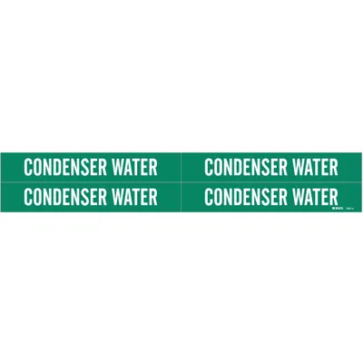 BRADY Pipe Marker: Condenser Water, Green, White, Fits 3/4 to 2 3/8 in Pipe O.D. - Condenser Water Adhesive Pipe Markers