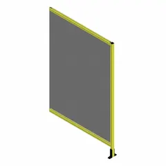 This starter kit includes a solid polycarbonate panel with a clear finish, mounted in a yellow powder-coated frame. Fully assembled, it measures 84 inches high by 36 inches wide by 5 1/2 inches deep. Suitable for use as a stand-alone panel in industrial enclosures, machine guarding, or workstations where visibility and protection are required.