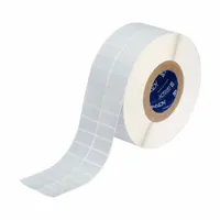 Pre-Cut Label Stock Roll: 3/4 in x 1 1/2 in, 3/4 in, Metalized Polyester, Gray (MPN THT-6-428-10)