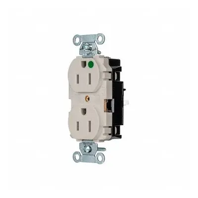 HUBBELL Receptacle: Hospital Grade, Duplex, 5-15R, Light Almond, 125V AC, 15 A - General Purpose Receptacles
