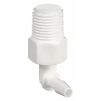 Barbed Fitting Elbow: 1/8 in ID x 1/4 in Pipe size, Barbed x MNPT, Polypropylene, 10 PK (MPN L4-2WP)