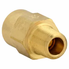 This brass inline piston check valve features a spring-loaded piston design for positive sealing and backflow prevention in compact piping systems. With 1/8 in pipe size and FNPT x MNPT connections, it is suitable for use in compressed air, water, and oil lines where reliable one-way flow control is required.