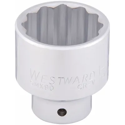 WESTWARD Socket: SAE, 3/4 in Drive Size, 2 3/8 in Socket Size, 12-Point, Std, Chrome - 3/4" Drive Hand Sockets