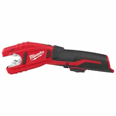 This cordless tube cutter is designed for cutting copper pipe up to 1 1/8 in diameter. It is powered by the M12 REDLITHIUM battery system (battery and charger sold separately). Suitable for plumbing, HVAC, and refrigeration applications where a clean cut is needed in confined spaces.
