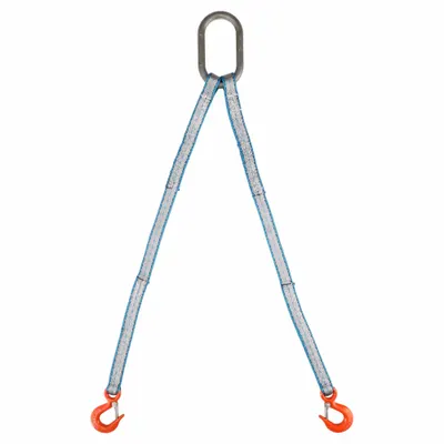 LIFT-ALL Bridle Web Sling: Type 3, Polyester, 1 Plies, 3 ft Sling Lg, 8 1/2 in Eye Lg - Protected-Edge Two-Leg Bridle Web Slings