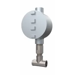 Stainless steel alarm flow switch for safety showers and combination stations. Features 1 1/4 in NPT female inlet, 240VAC prewired electrical connection, double-pole switching, NEMA 4X enclosure, and Class I/Division 1 hazardous location rating. Meets ANSI standards. Used to detect water flow and trigger alarms or equipment shutdown.