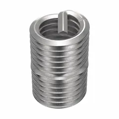 Screw-locking tanged helical insert for repairing or reinforcing threaded holes in metal. M14-2.00 coarse thread, right-hand, plain finish, 18-8 material. Requires 14.5mm drill bit and M14-2.00 STI tap. Tensile strength 200,000 to 250,000 psi. Supplied in a 100-pack.