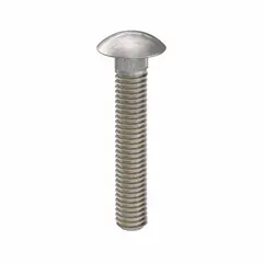 Square neck carriage bolt made from 18-8 stainless steel with a plain finish. Thread size is 3/8"-16, length is 2-1/4 inches. The square neck prevents rotation during tightening, suitable for metal-to-wood or metal-to-metal fastening where a smooth rounded head is desired. Supplied in a pack of 50.