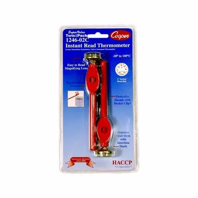 COOPER Pocket Test Thermometer: -20°C to 100°C, +/- 2°F (+/- 1°C), 5 in Stem Lg - NSF-Rated Dial Pocket Thermometers