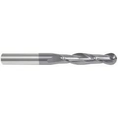 This general purpose carbide ball end mill features an AlTiN coating for wear resistance and a 2-flute design. With a 3/4" mill diameter, 2-1/4" length of cut, and 5" overall length, it is suited for creating contoured surfaces, slots, and 3D profiles in metal and composite workpieces.