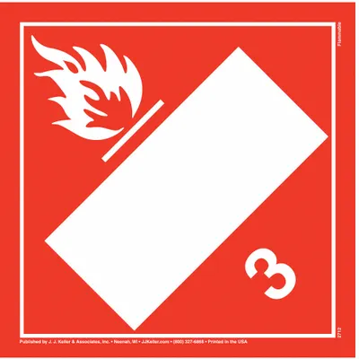 JJ KELLER Container Placard: Flammable Liquid, 10 3/4 in x 10 3/4 in, 10 3/4 in Label Ht - Class 3: Flammable Liquids