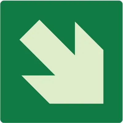 ABILITY ONE Square Photoluminescent Arrow Sign, 8 in x 8 in, Adhesive Mount - Square Photoluminescent Arrow Signs