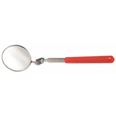 Standard inspection mirror with a 2-1/4 inch diameter round glass mirror and vinyl handle. Used for viewing hidden or hard-to-reach areas in machinery, engines, and industrial equipment without disassembly.