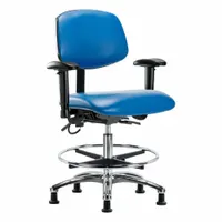 ESD Task Chair: Vinyl, Arms Included, Ht Range 21 1/2 in to 29 in, 18 1/2 in Seat Wd, 17 in Seat Dp (MPN BR-ESD-VMBCH-CR-T0-A1-CF-EG-ESDBLU)