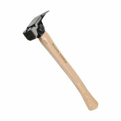 KLEIN TOOLS Milled Face Hickory Hammer, 20 oz: Forged Steel, Plain Grip, Hickory Handle - Steel Straight-Claw Framing Hammers