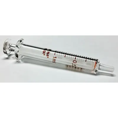 FORTUNA Reusable Glass Syringe: 1 mL Capacity - mL, Luer Slip, Borosilicate Glass - Luer Slip Syringes
