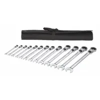 WESTWARD Combination Wrench Set: Alloy Steel, Chrome, 13 Tools, 5/16 in to 1 in Range of Head Sizes (MPN 54DG28)